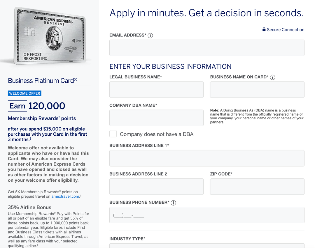 Corporate amex application