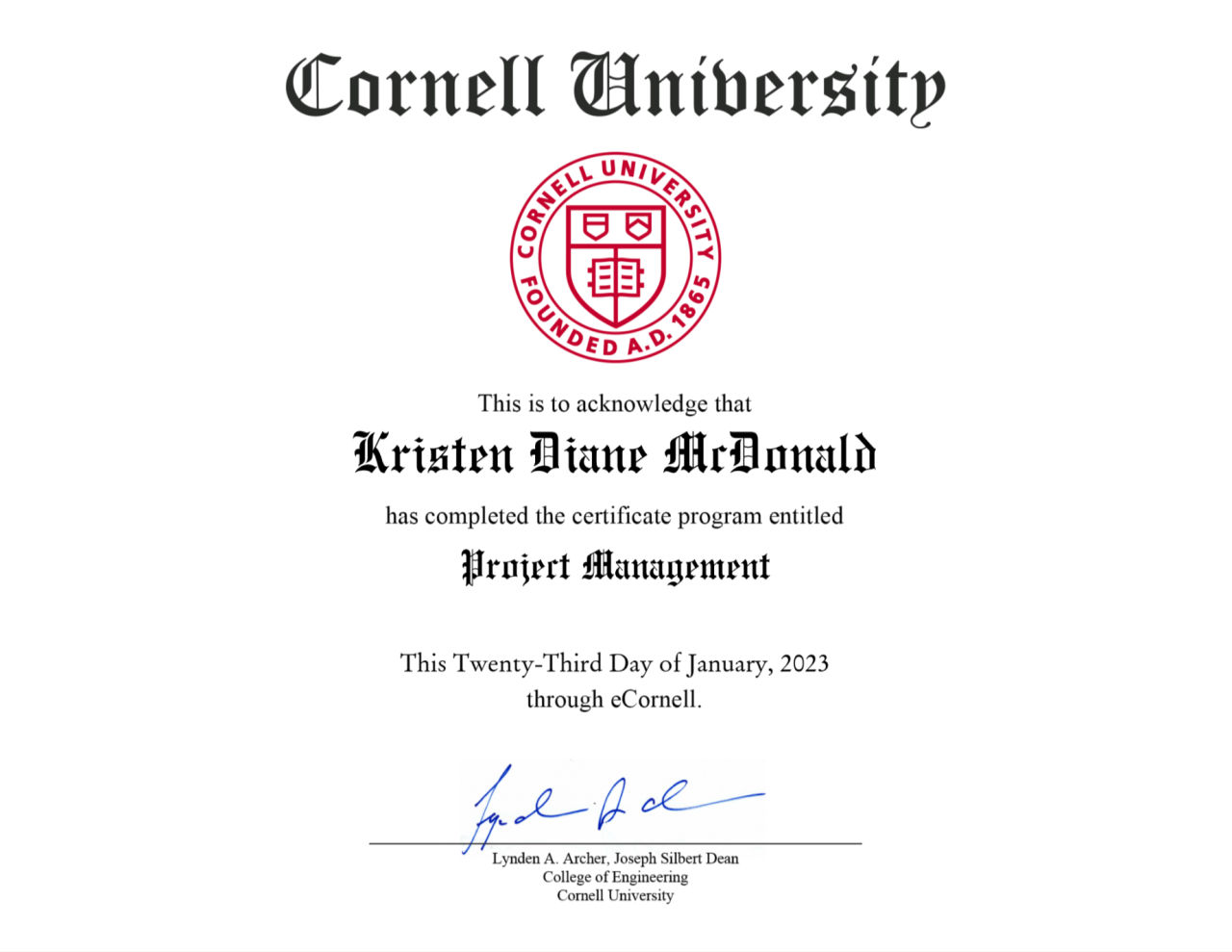 Cornell cybersecurity certificate