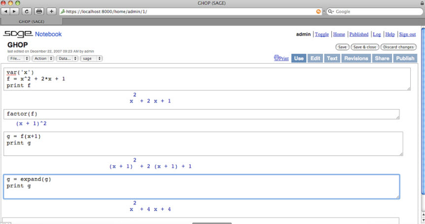 Sage computer algebra system
