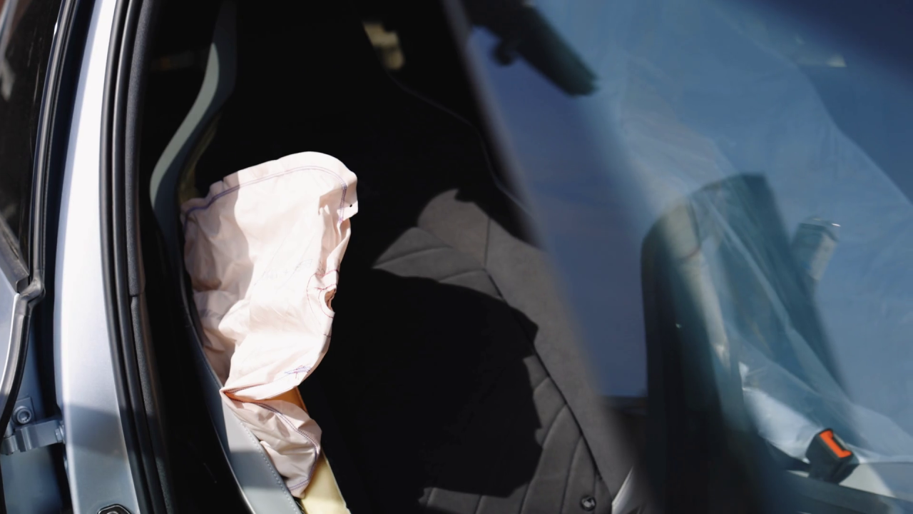 Crash deployed accident bag air car stock after an