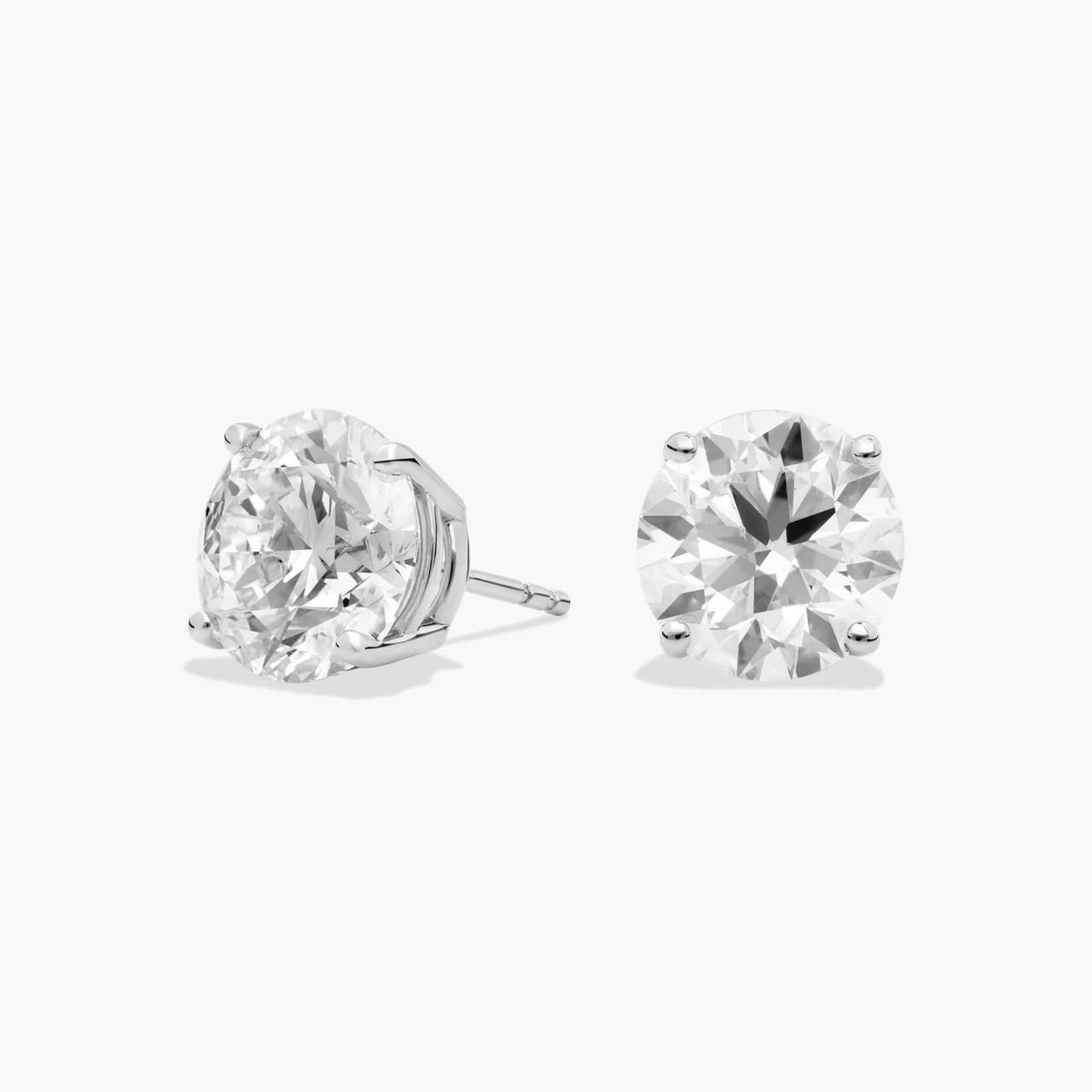 Four Prong Round Brilliant Lab Grown Diamond Stud Earrings in 14k White ... Four Prong Round Brilliant Lab Grown Diamond Stud Earrings in 14k White ...