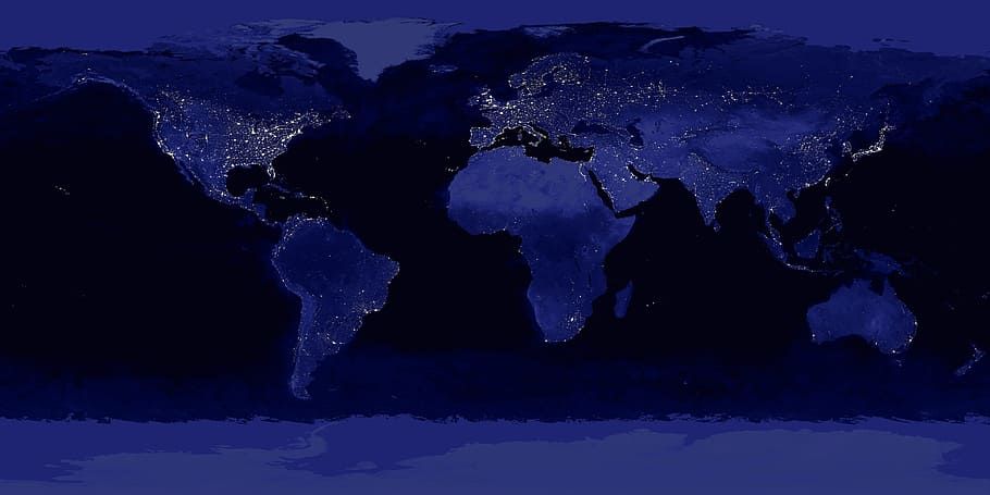 5120x2880px | free download | HD wallpaper: world map at night with ...