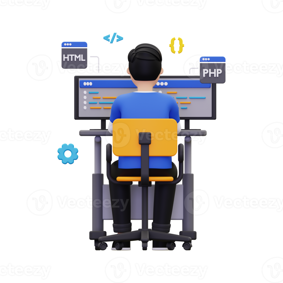 3d Web developer working on project illustration 11153365 PNG 3d Web developer working on project illustration 11153365 PNG