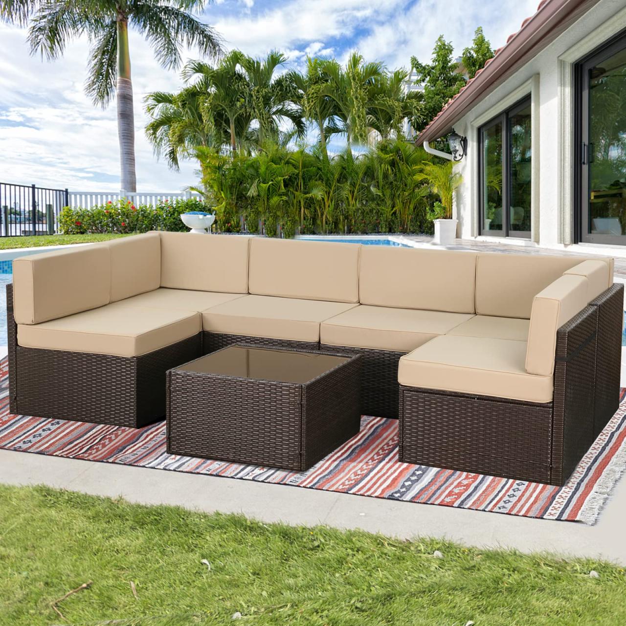 Buy U-MAX 7 Piece Outdoor Patio Furniture Set, PE Rattan Wicker Sofa ... Buy U-MAX 7 Piece Outdoor Patio Furniture Set, PE Rattan Wicker Sofa ...