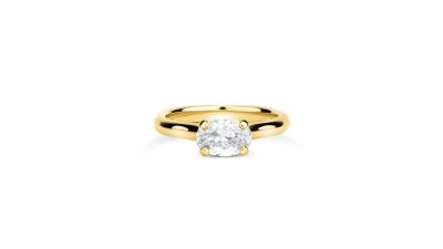 14K yellow gold oval diamond engagement ring - deJonghe Original Jewelry