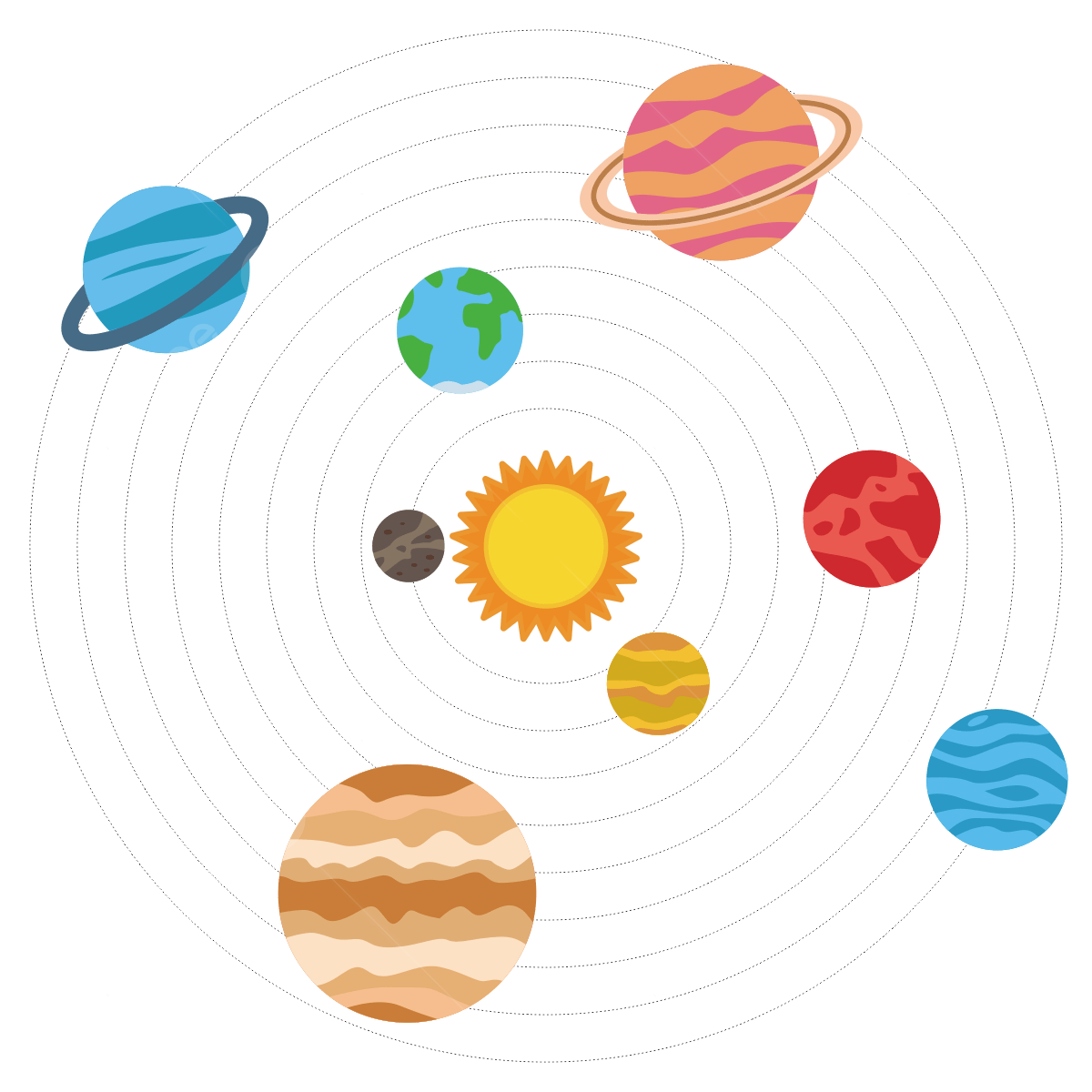 Cartoon solar system planet in flat style. Uranus planet on dark space ...