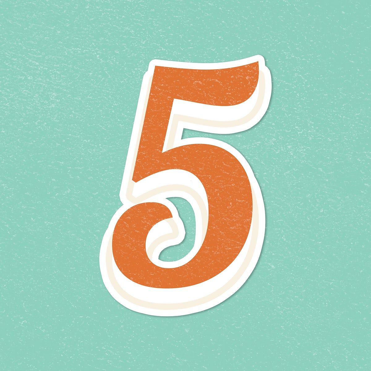Download free psd image of retro number 5 bold typography font sticker ...