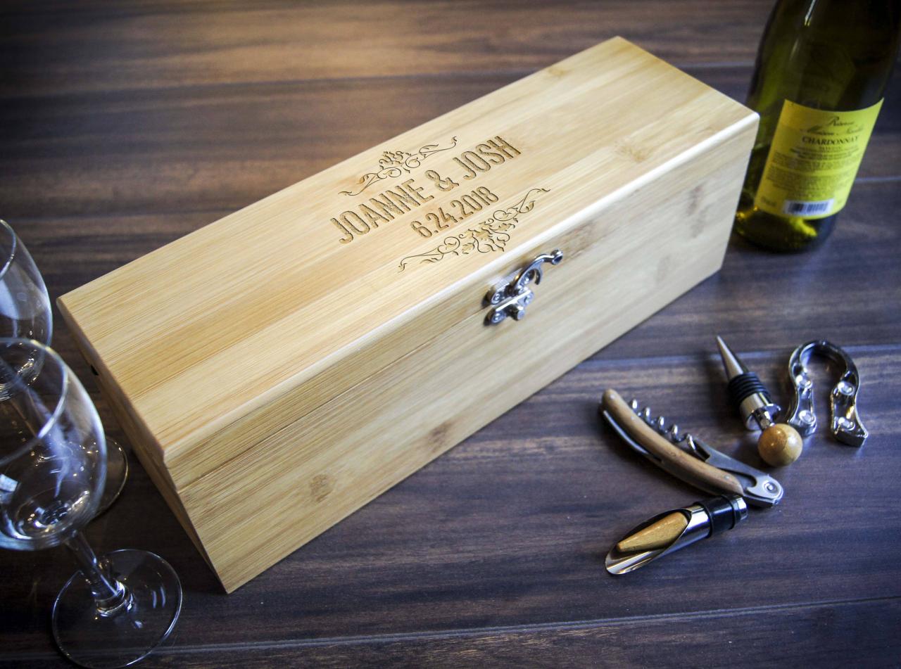 Personalized wooden wine box, Luxury wine box, anniversary gift ...