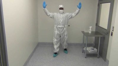 One Piece Cleanroom Coverall Test Gowning - YouTube